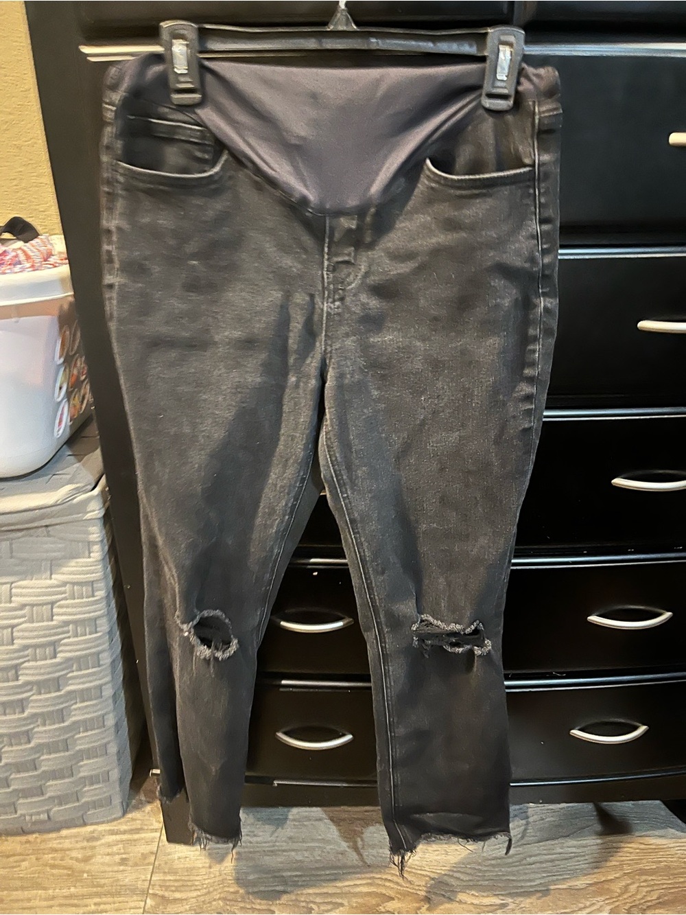 Pinkblush Black Distressed Maternity Jeggings